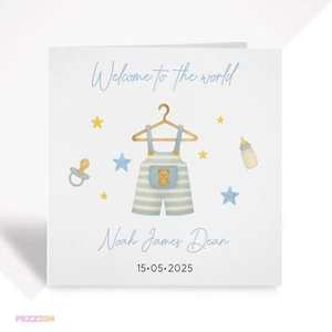 Biglietto Personalizzato Nuovo Baby Boy - Regalo Per Figlio Nipote Nipote Godson Nuovi Genitori - Foto 1 di 5