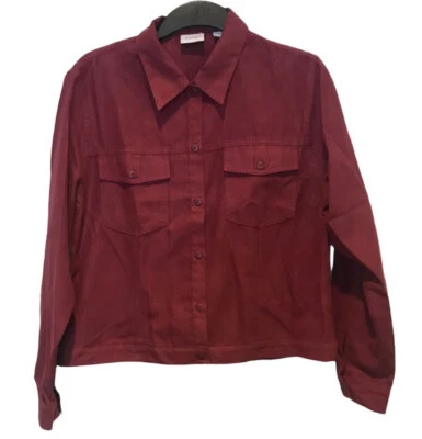 Chaqueta abotonada de gamuza borgoña para mujer Northern Reflections talla M Foto 1 de 4