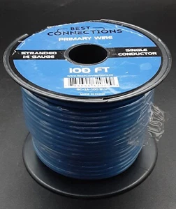 Nuevo, 100’ Azul MEJORES CONEXIONES Calibre 14 Cable Primario Único Conductor - Imagen 1 de 6