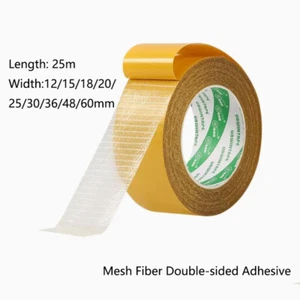 25M Double Sided Tape High Viscosity Grid Fiber Transparent Double Sided Tape - Picture 1 of 9