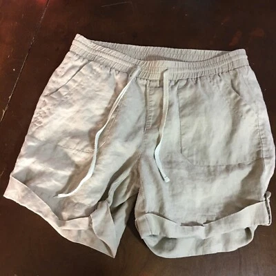 Neiman Marcus Women's Casual Drawstring Shorts, Tan, Size S - Image 1 of 4