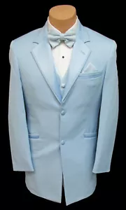 Men's Light Blue Andrew Fezza Monaco Tuxedo Jacket Retro Wedding Prom 42 Regular - Picture 1 of 7