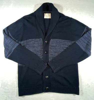 Suéter Vintage Impermeable Para Hombres L Algodón Mantón Cuello Cárdigan Azul Foto 1 de 4