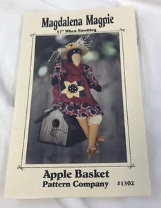 UnCut Sewing Craft Pattern #1302 17” Magdalena Magpie Bird Apple Basket Company - Picture 1 of 4
