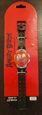 Unisex Adults/Kids ANGRY BIRDS LCD Digital WATCH Black Rubber Strap "Feelin Fly" - Image 1 of 4