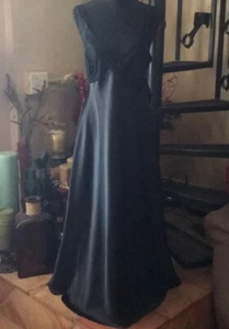 Vintage Sheer Chiffon Black Long Maxi Nightgown Slip Dress Lingerie - Picture 1 of 5
