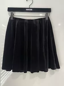 Supre Velvet Black A Line Skater Skirt Size Xs Vintage Piece - Picture 1 of 6
