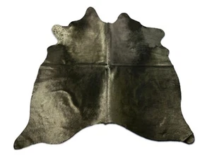 Dyed Black Cowhide Rug Size: 5.7x5.5 feet D-011 - Picture 1 of 3