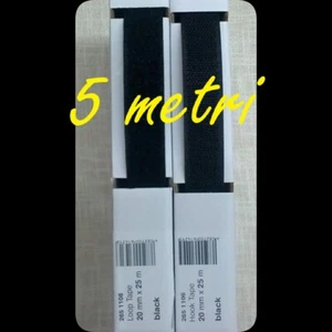 5 metri STRAPPO VELCRO DA CUCIRE  2 cm completo Maschio+Femmina  Hook+Loop NERO - Foto 1 di 1