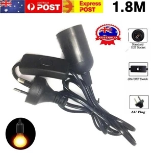 E27 Hanging Lamp Light Holder Cable Cord 220V Bulb Socket Bases With Switch 1.8M - Picture 1 of 12