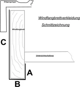 2,00 m Windfangbrett Windfeder Verkleidung, U-Form Alu natur und Alu Farbig. - Bild 1 von 3