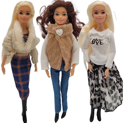 NIMETO Exklusive Puppen Set für Barbie-Puppen Jacke Hose Rock Pullover Top Mode Outfits