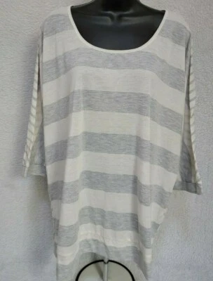 Faded Glory женская рубашка блузка размер 2 X 18 Вт/20 Вт серый бежевый в полоску льна - Изображение 1 из 4