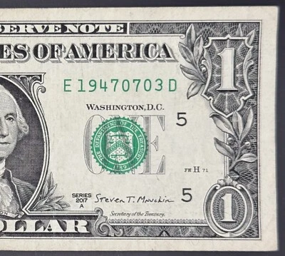 July 3, 1947 Birthday Note Fancy Serial Number One Dollar Bill - Image 1 of 3
