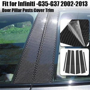 6x Carbon Fiber Door Pillar Posts Cover Trim For Infiniti G35 G37 Sedan 2002-13 - Picture 1 of 11