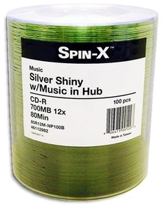 100-Pak =DIGITAL-AUDIO= CD-R argento lucido CDR-DA da 80 min di Spin-X! - Foto 1 di 2
