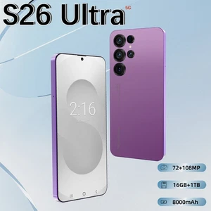 Smartphone S26 Ultra 5G 7,0 pouces débloqué Android 15 téléphone portable double 16 Go + 1 To violet - Photo 1 sur 13