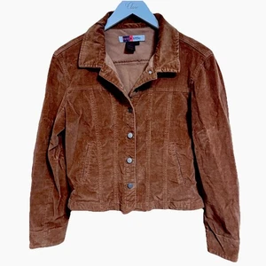 Chaqueta corta de pana marrón óxido con pequeña elástica ajustada por excelente - Imagen 1 de 11