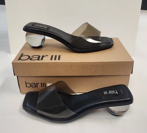 Bar III Shoes Womens Size 9M Black Clear Heel Slide Sandals Unique Modern Style - Picture 1 of 6