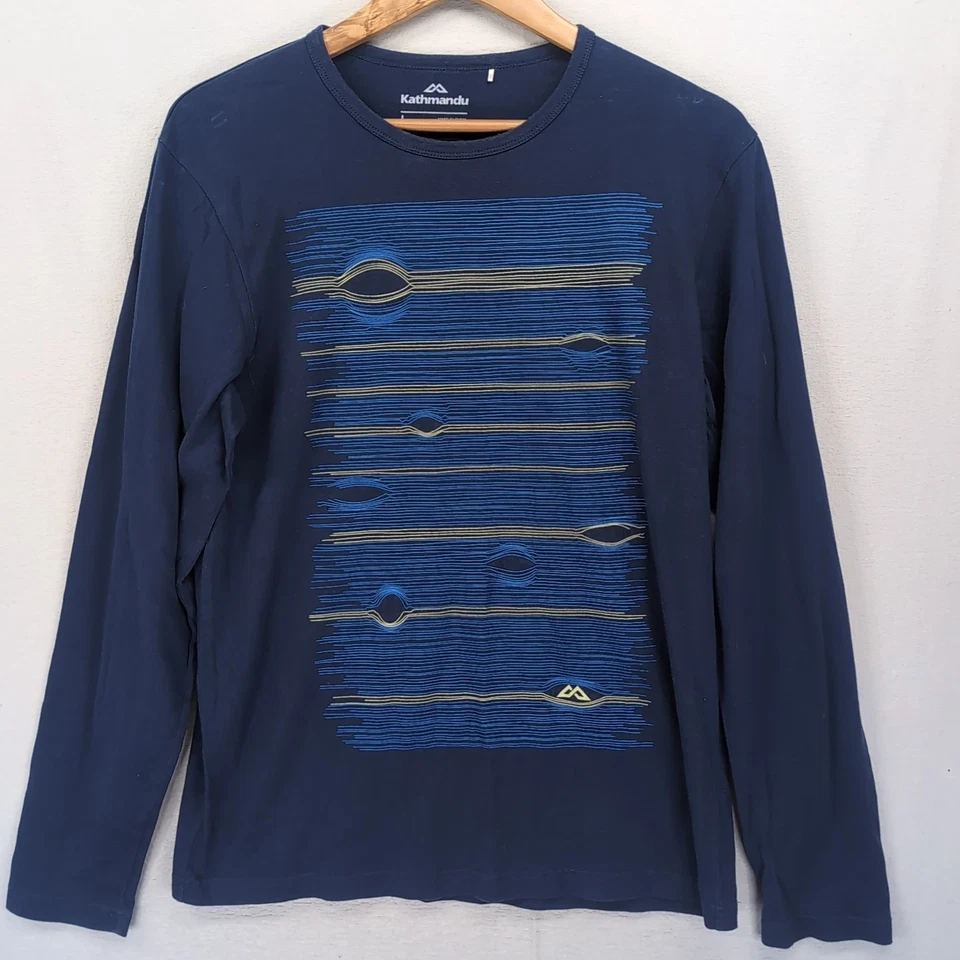 Kathmandu Mens Outdoor Graphic T-Shirt L Navy Blue Long Sleeve Crew Neck Hike - image 1 of 4