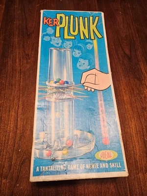 HTF Vintage 1967 Kerplunk Game By Ideal Original Box Cats Eye Marbles and Sticks - Image 1 of 4