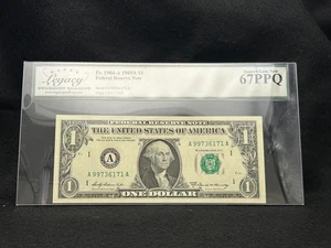 United States, $1, 1969A, Federal Reserve Note, LCG 67PPQ - Picture 1 of 3