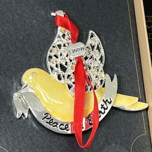 Monet Peace on Earth Taube Weihnachtsschmuck 2018 Strass gelb Emaille A6 - Bild 1 von 13