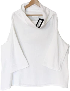 Bryn Walker Neu mit Etikett Etta Baumwollgaze Wasserfallausschnitt Ellenbogen 3/4 Slv Top XL 1X $ 123 WEISS - Bild 1 von 4