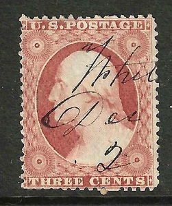 Sc #25 Nice Manuscript Pen Cancel 3 Cent Washington 1851-57 $190 US29B31 - Picture 1 of 2