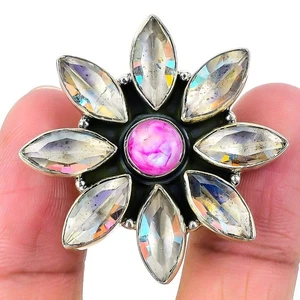 Anillo Místico Arco Iris Topacio Piedras Preciosas Plata Esterlina Boho Declaración Día de las Hermanas - Imagen 1 de 7