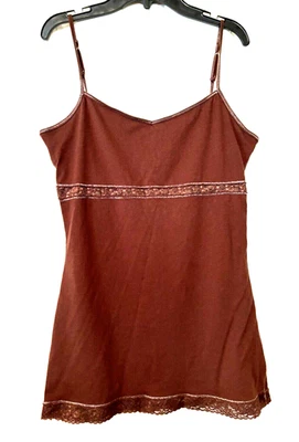 De Colección Sujetador Estante de Encaje Marrón Camiseta sin Mangas Blusa Para Mujer Grande Tocador Cottagecore Y2K Foto 1 de 4