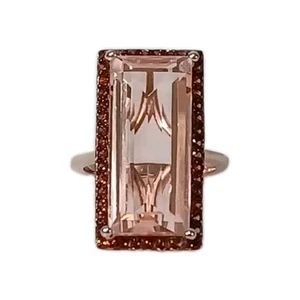 Women's Ring Morganique Quartz (Triplet) Coffee Zircon In Vermell Rose Gold O/SS - Picture 1 of 4