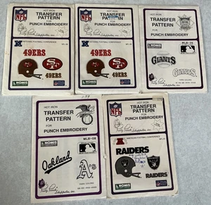5 Vintage Pretty Punch Hot Iron Transfer Pattern NFL 49ERS, GIANTS, RAIDERS & Oa - Picture 1 of 15