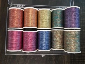 10 COATS & CLARK VARIEGATED METALLIC DECORATIVE SEWING THREAD 183M 200YDS. - Picture 1 of 15