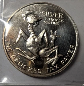 Moneta rara da collezione parodia contribuente pizzicato 1 oncia troy .999 argento fine rotonda - Foto 1 di 2
