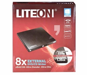 NEW SEALED LITEON 8 X EXTERNAL CD/DVD READER  WRITER eBAU108 - Picture 1 of 3