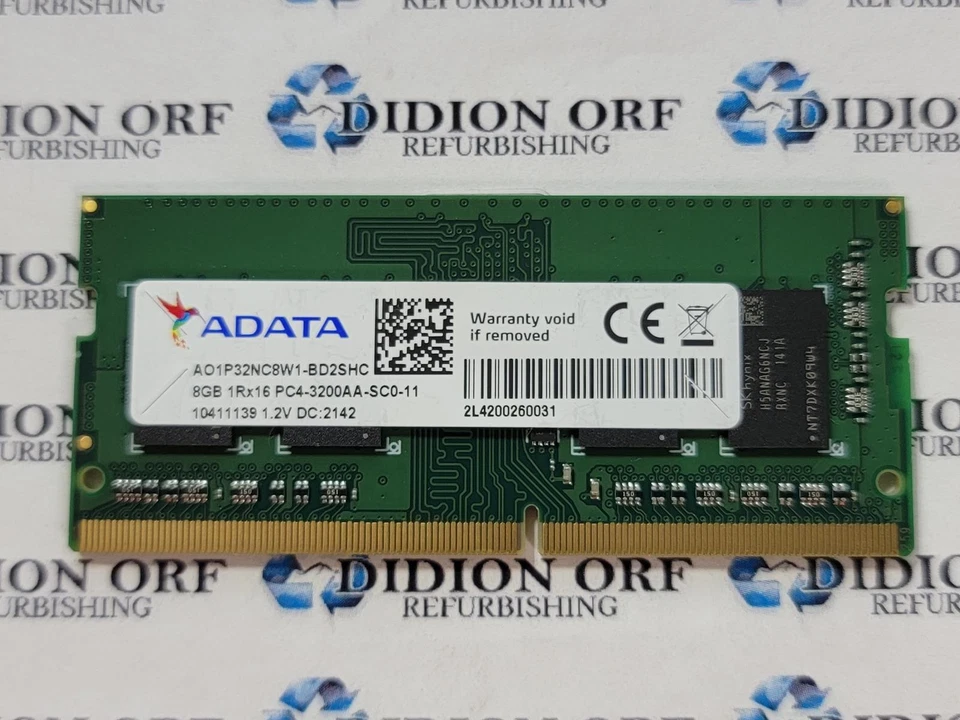 ADATA 8 GB DDR4 LAPTOP RAM PC4-3200AA 1Rx16 AO1P32NC8W1-BD2SHC, SKU 15651 - Image 1 of 1