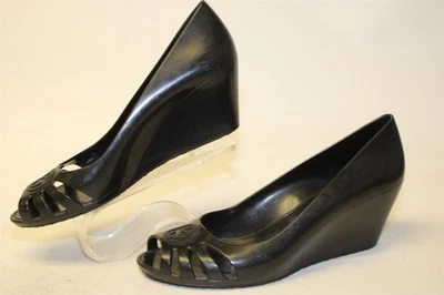 Gucci Italy Made GG Logo Jelly Wedge Peep Toe Pump Women Size 7 37 Shoes Auth - Image 1 of 4