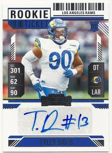 Boleto de novato Panini Contenders 2024 automático Tyler Davis LA Los Angeles Rams - Imagen 1 de 2