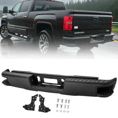 Black Rear Step Bumper Assembly Fit for 2014 2015 2016 2017 2018 Chevy Silverado - Image 1 of 4