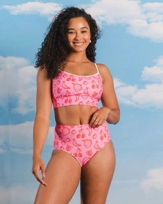 Bralette Lime Ricki x TruFru Fruity Doodles Rosa/Rojo Talla Mediana Nuevo con Etiquetas Foto 1 de 4