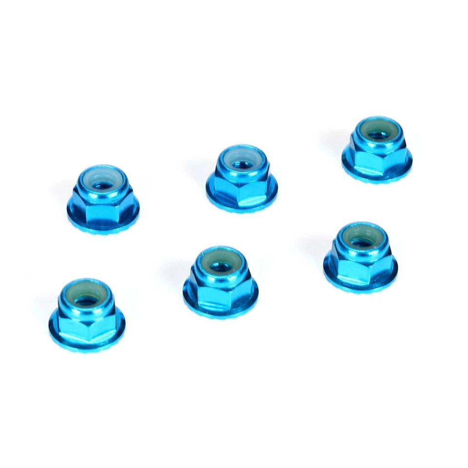 Team Losi Racing TLR336001 4mm Aluminum Serrated Lock Nuts, Blue (6) - Image 1 of 1