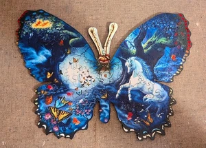 Fantasy Butterfly 70-110 Pc Quordle  Wooden Puzzle Unicorn 501 Small - Complete - Bild 1 von 6