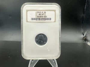1943 D 1c Lincoln Steel Wheat Cent - NGC MS67 - Picture 1 of 4