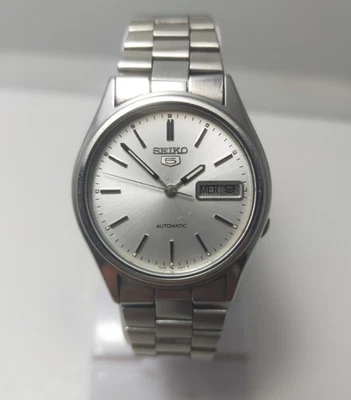 Seiko5 Automatic 7009-3100 Men's Day-Date White Dial Working Wrist Watch - Image 1 of 4
