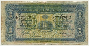 Australia: 1918 KGV £1 Cerutty-Collins, Average Circulated, Scarce in any grade - Picture 1 of 2