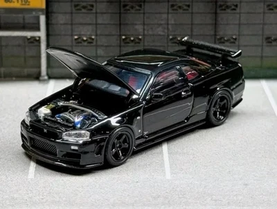 New MH 1:64 Black JDM Skyline GTR R34 Z-Tune Sports Model Diecast Metal Sealed - Image 1 of 4