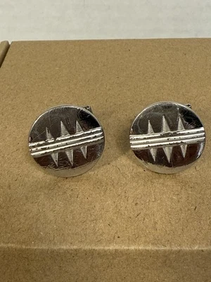 Abotoaduras vintage de prata - Design Art Deco - Imagem 1 de 4