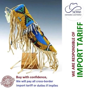 Hermosa cubierta de cuchillo hecha a mano tradicional con cuentas funda de cuero de gamuza SK26 - Imagen 1 de 5