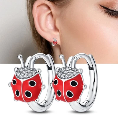 Pendientes PANDACH 925 Plata Esterlina Madonna Ladybug Huggie Para Mujer Aros Regalo Foto 1 de 4